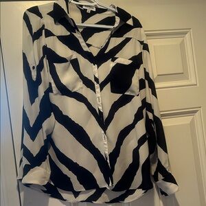 Express Black and White Striped Portofino Shirt